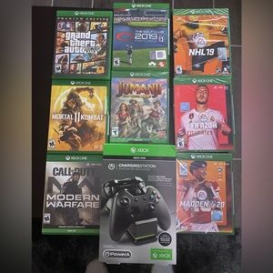 Xbox games and charging stations for controllers
